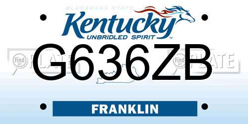 G636ZB Kentucky License Plate