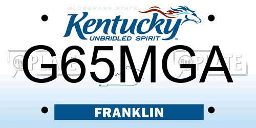 G65MGA Kentucky License Plate