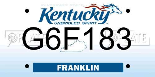G6F183 Kentucky License Plate