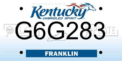 G6G283 Kentucky License Plate