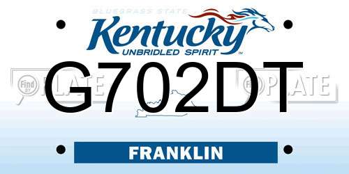 G702DT Kentucky License Plate