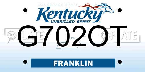 G702OT Kentucky License Plate