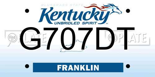 G707DT Kentucky License Plate