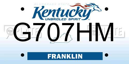 G707HM Kentucky License Plate