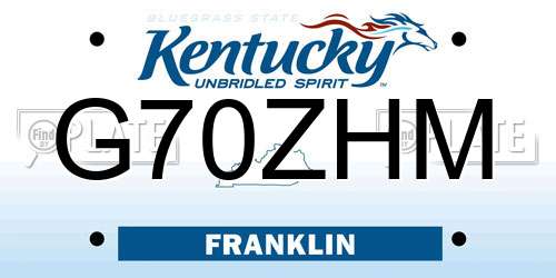 G70ZHM Kentucky License Plate