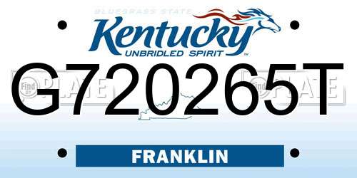G720265T Kentucky License Plate