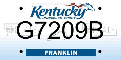 G7209B Kentucky License Plate