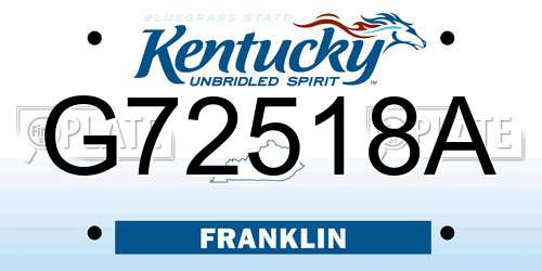 G72518A Kentucky License Plate