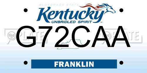 G72CAA Kentucky License Plate