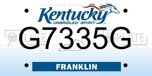 G7335G Kentucky License Plate