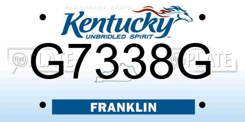 G7338G Kentucky License Plate