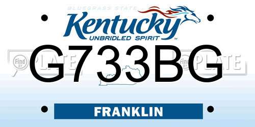 G733BG Kentucky License Plate