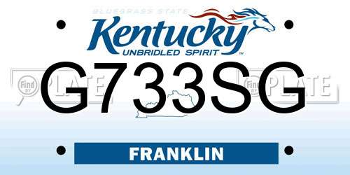 G733SG Kentucky License Plate