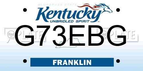 G73EBG Kentucky License Plate