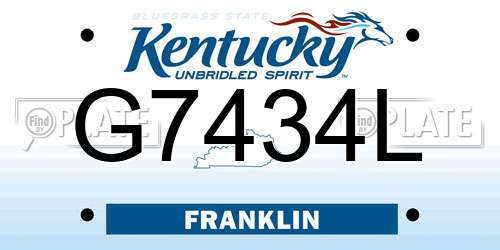 G7434L Kentucky License Plate