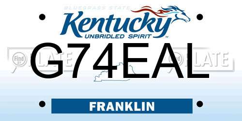 G74EAL Kentucky License Plate