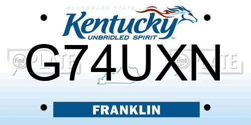 G74UXN Kentucky License Plate