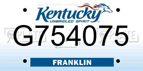G754075 Kentucky License Plate