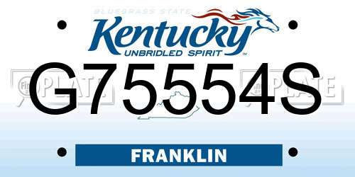 G75554S Kentucky License Plate