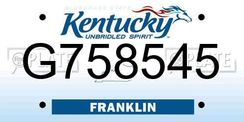G758545 Kentucky License Plate