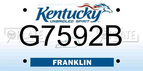 G7592B Kentucky License Plate