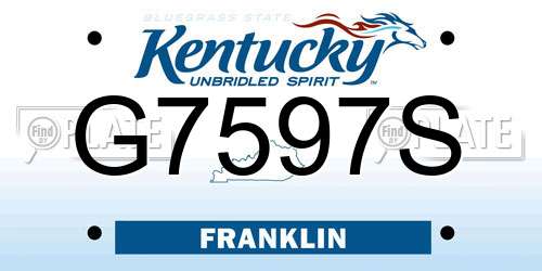 G7597S Kentucky License Plate