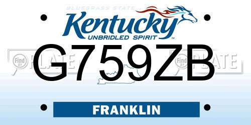 G759ZB Kentucky License Plate