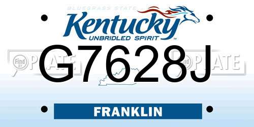 G7628J Kentucky License Plate