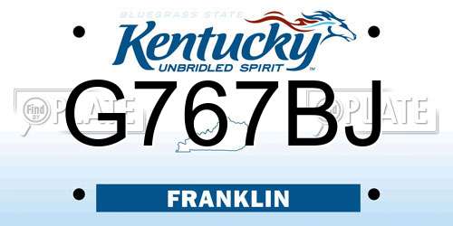 G767BJ Kentucky License Plate