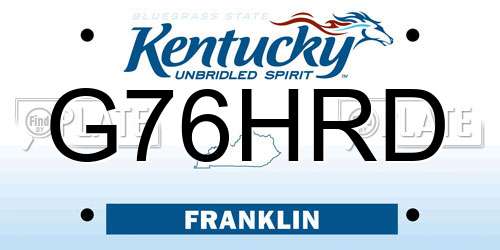 G76HRD Kentucky License Plate