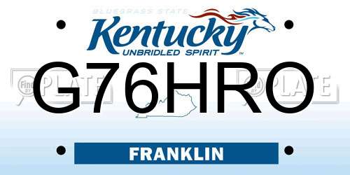 G76HRO Kentucky License Plate