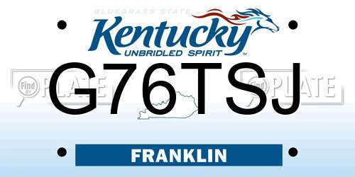G76TSJ Kentucky License Plate