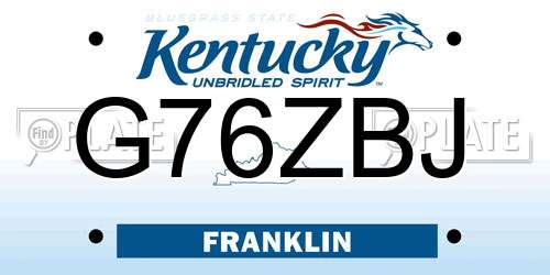 G76ZBJ Kentucky License Plate