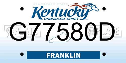 G77580D Kentucky License Plate
