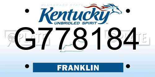 G778184 Kentucky License Plate