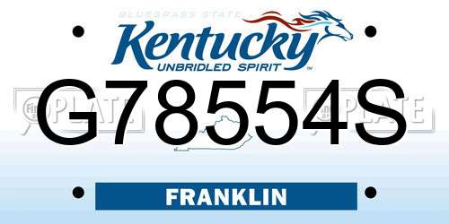 G78554S Kentucky License Plate