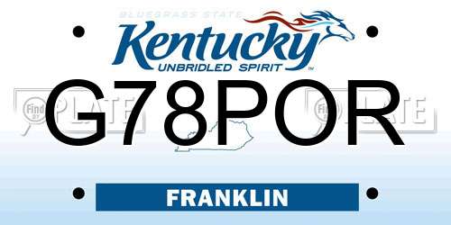 G78POR Kentucky License Plate