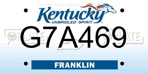 G7A469 Kentucky License Plate