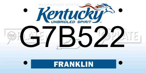 G7B522 Kentucky License Plate