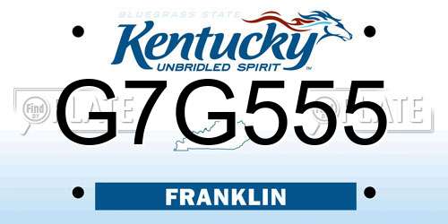 G7G555 Kentucky License Plate