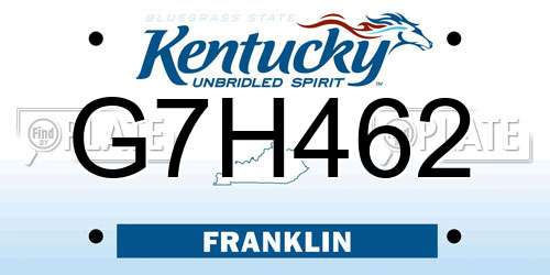 G7H462 Kentucky License Plate