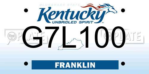G7L100 Kentucky License Plate
