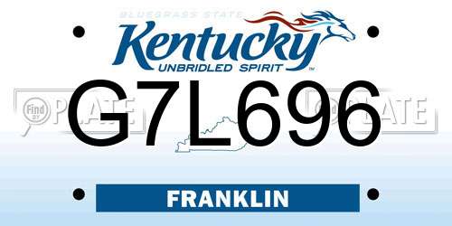 G7L696 Kentucky License Plate