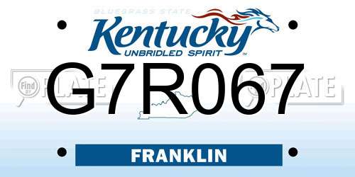 G7R067 Kentucky License Plate