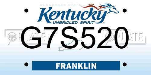 G7S520 Kentucky License Plate