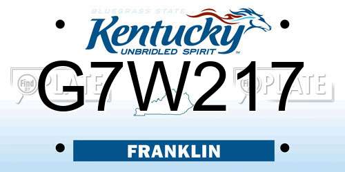 G7W217 Kentucky License Plate