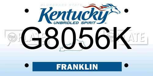 G8056K Kentucky License Plate
