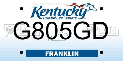 G805GD Kentucky License Plate