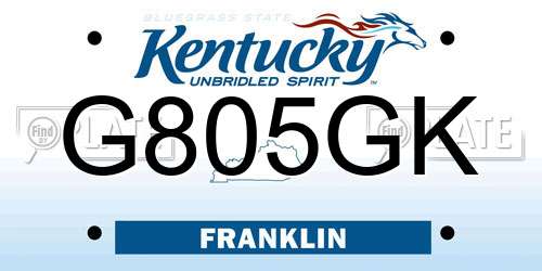 G805GK Kentucky License Plate