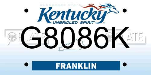 G8086K Kentucky License Plate